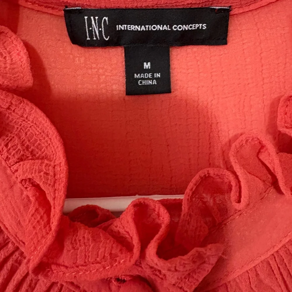 INC Ruffle Button Up Blouse - Picture 2 of 3